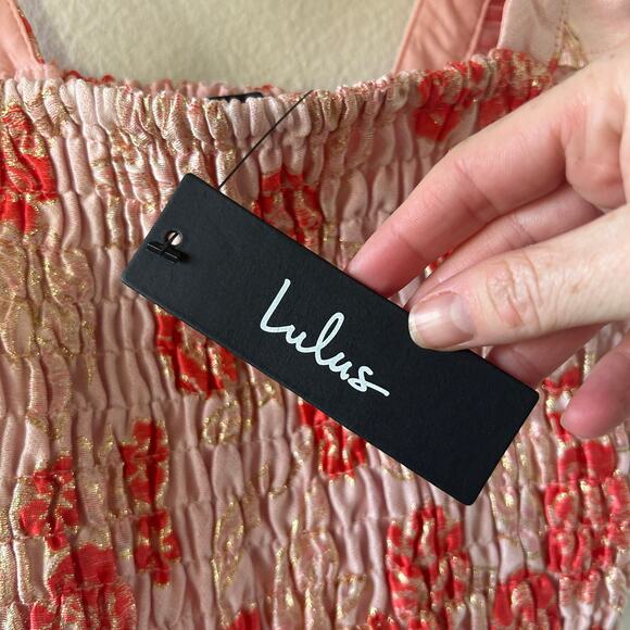 Lulu’s Pink & Gold Crop Top Size Small - Picture 4 of 5